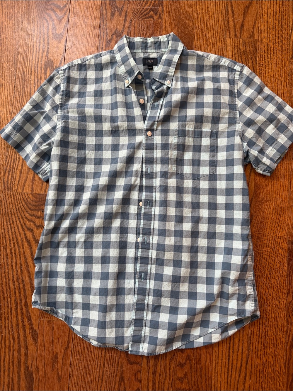 J. Crew factory Men's Short-Sleeve large gingham Button-Down shirt